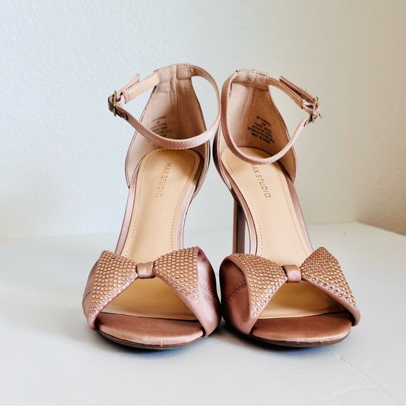 Max Studio Bow pumps high heel pink satin rhinestone 6M - Picture 2 of 12